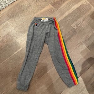 Aviator Nation Sweatpants, Size XS, Gray with rainbow stripes